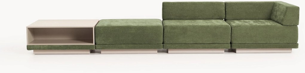 Divano componibile 4 posti con tavolino e poggiapiedi Colin