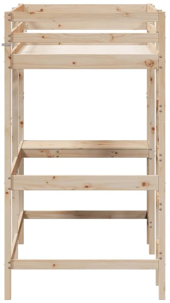 Letto soppalco con scrivania 90x190 cm legno massello pino
