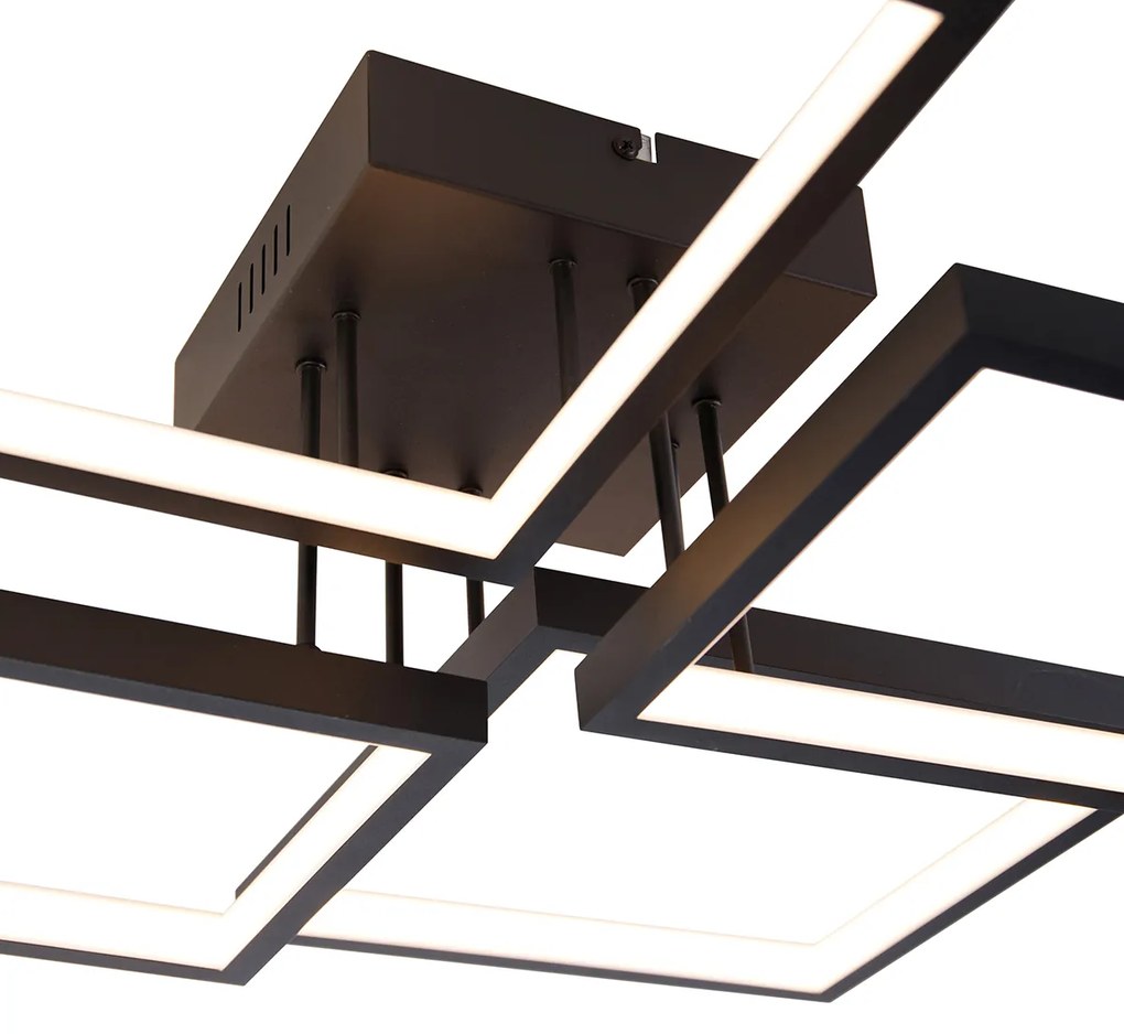 Plafoniera nera incl. LED dimmerabile a 3 livelli 4 luci - Lejo