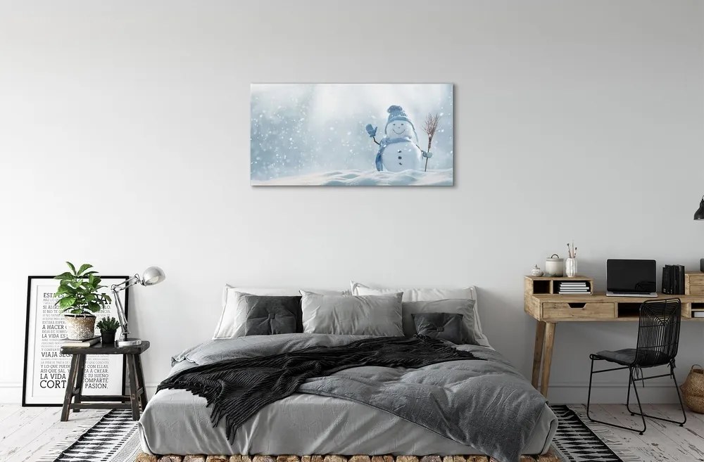 Quadro su vetro Pupazzo di neve 100x50 cm 2 appendini