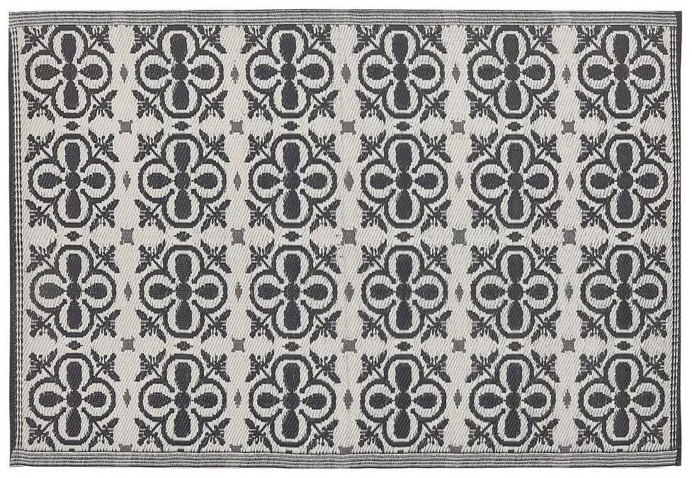 Tappeto da esterno nero / bianco con motivo geometrico 120 x 180 cm NELLUR Beliani