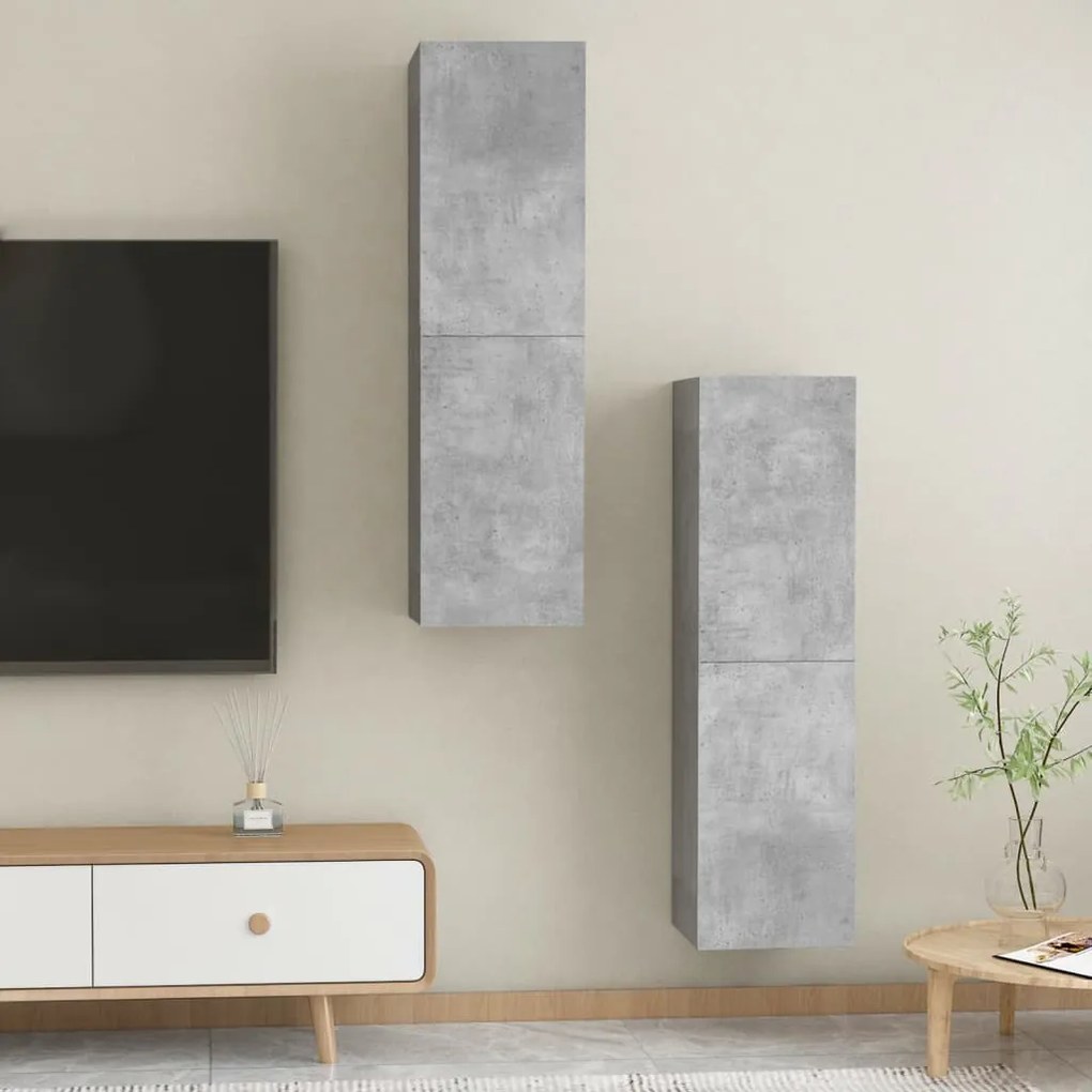 Mobili TV 2pz Grigio Cemento 30,5x30x110 cm Legno Multistrato