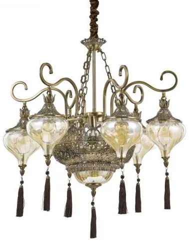 Harem lampadario a sospensione in metallo brunito e cristallo molat...