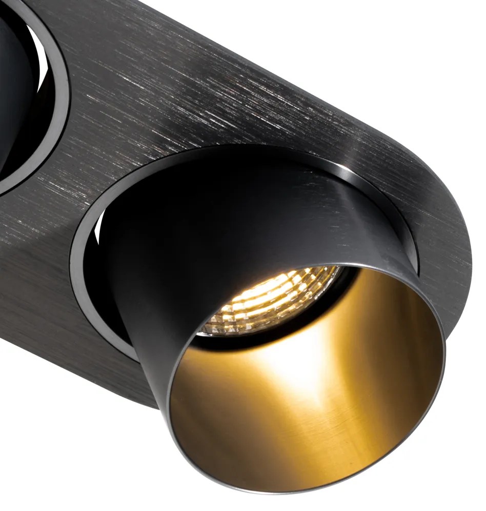 Set van 6 inbouwspots gunmetal GU10 70mm kantelbaar 2-lichts - Installa