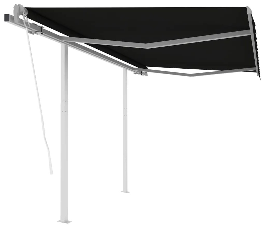 Tenda Da Sole Retrattile Automatica Con Pali 3,5x2,5m Antracite /