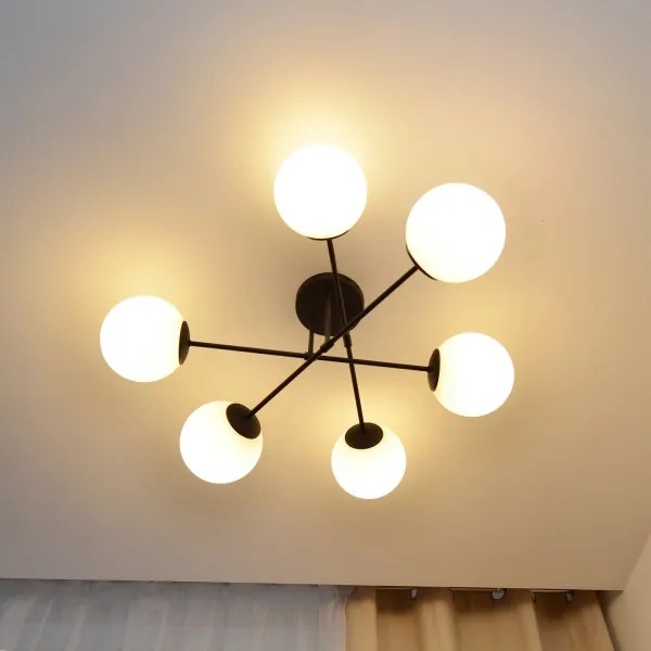 Lampadario a plafone MOON 6xE27/15W/230V nero