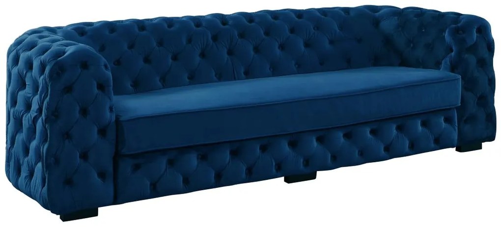 Divano 3 posti Chesterfield in velluto blu notte - STANLEY