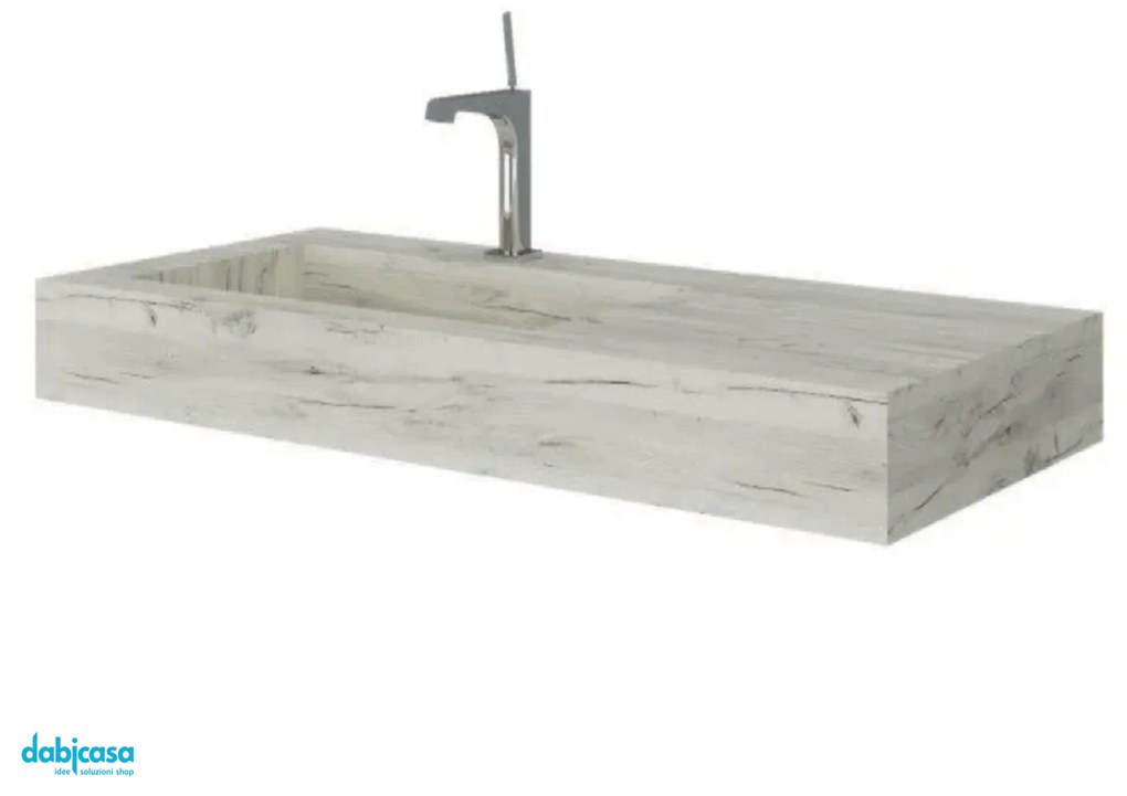 Savini Due "Idea" Top Lavabo Da 100x46 Cm Assimetrico Vasca a Sx Rovere Ghiaccio