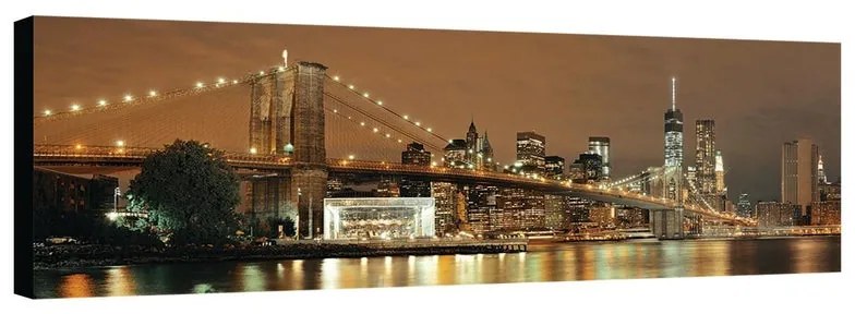 Stampa su tela Brooklyn bridge illuminato, multicolore 180 x 64 cm