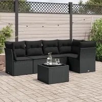 Set Divano da Giardino 6 pz con Cuscini Nero in Polyrattancod mxl 87238