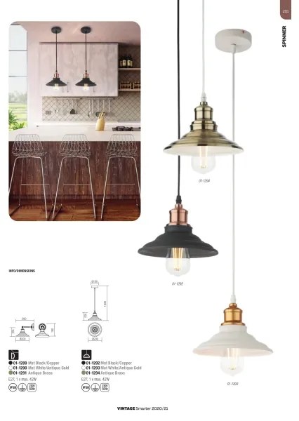 Redo 01-1293 - Lampadario a sospensione con filo SPINNER 1xE27/42W/230V