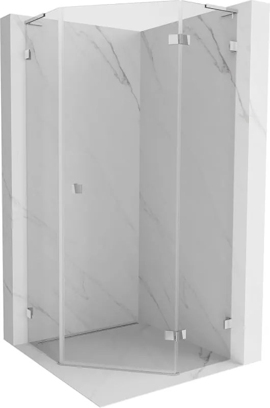 Mexen Lunar L cabina doccia pentagonale a battente destra 80 x 80 cm, trasparente, cromo - 831L-080P-080L-01-00-P