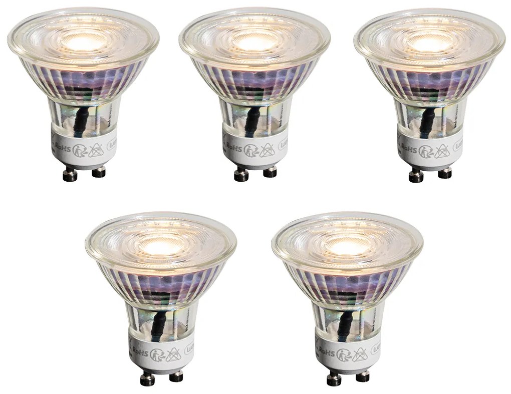Set di 5 lampadine LED GU10 50mm trasparenti 3,5W 330 lm 3000K
