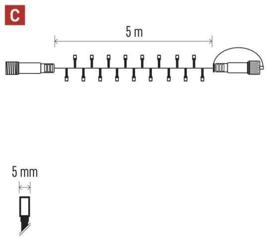 Catena LED natalizia da esterno 50xLED/5m IP44 multicolore