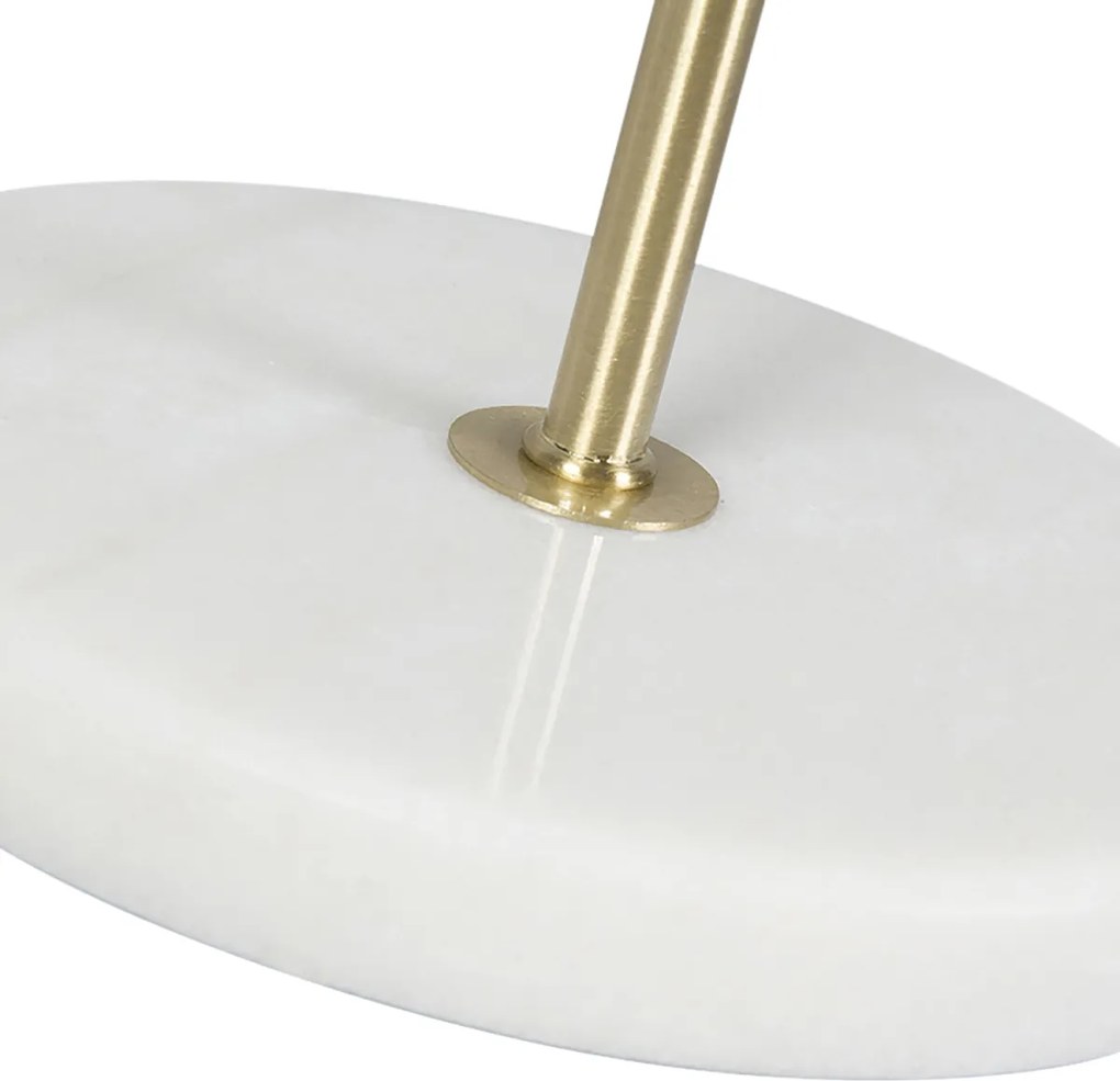 Lampada da tavolo ottone con paralume in velluto tortora 35 cm - Kaso