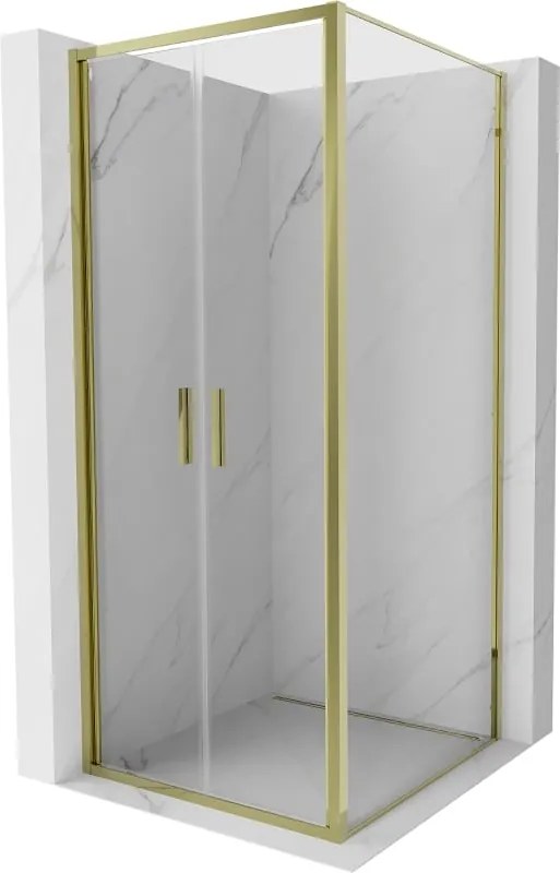Mexen Exo cabina doccia con porta a battente 90 x 90 cm, trasparente, oro - 814-090-090-50-00