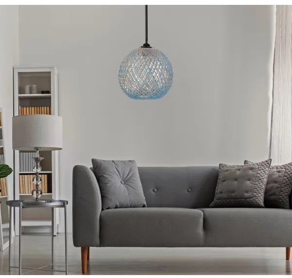 Lampadario su corda  JUTE 1xE27/60W/230V blu