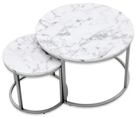 SET 2x Tavolino PAOLA diametro 38/60 cm grigio/marmor decor