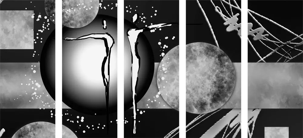 Quadri 5 pezzi – Coppia innamorata etnica in bianco e nero
