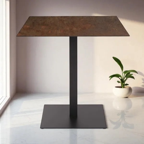 Tavolo bar pub ristorante da esterno 80x80 cm con piano in HPL Corten H 74