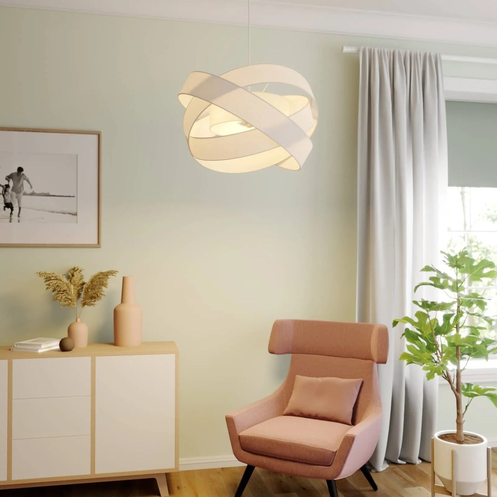 Lampada a sospensione Simaria Lindby, dimmerabile, Bianco / Opale, Soggiorno / Sala da pranzo, Tessuto / Stoffa / Seta, Moderno, Lampada a sospensione