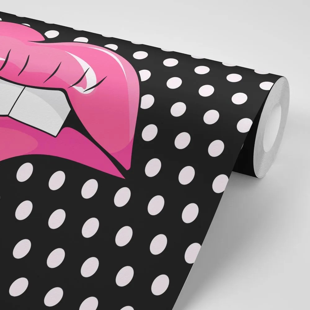 Carta da parati autoadesiva – Labbra rosa pop art