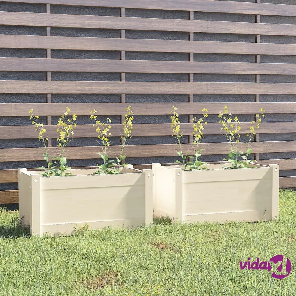 vidaXL Fioriere da Giardino 2 pz Bianche 60x31x31 cm Massello di Pino