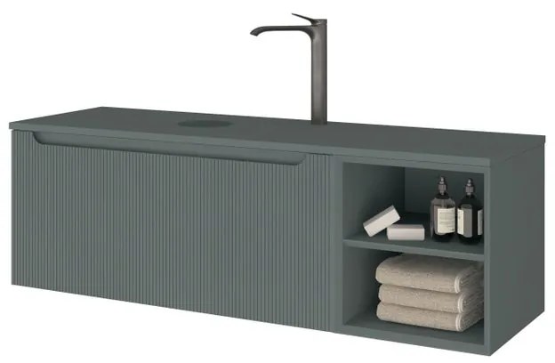 Mobile da bagno sospeso sotto lavabo L 110.5 x H 46 x P 46 cm blu laccato, 1 cassetto MADERO KIMONO
