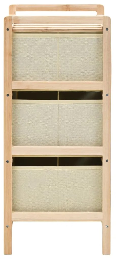 Armadietti 2 pz con 6 cesti in tessuto e legno di cedro beige