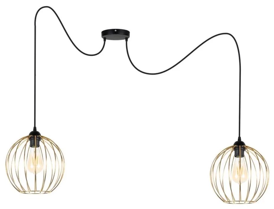 Lampadario a sospensione con filo MATT 2xE27/60W/230V ragno nero/oro