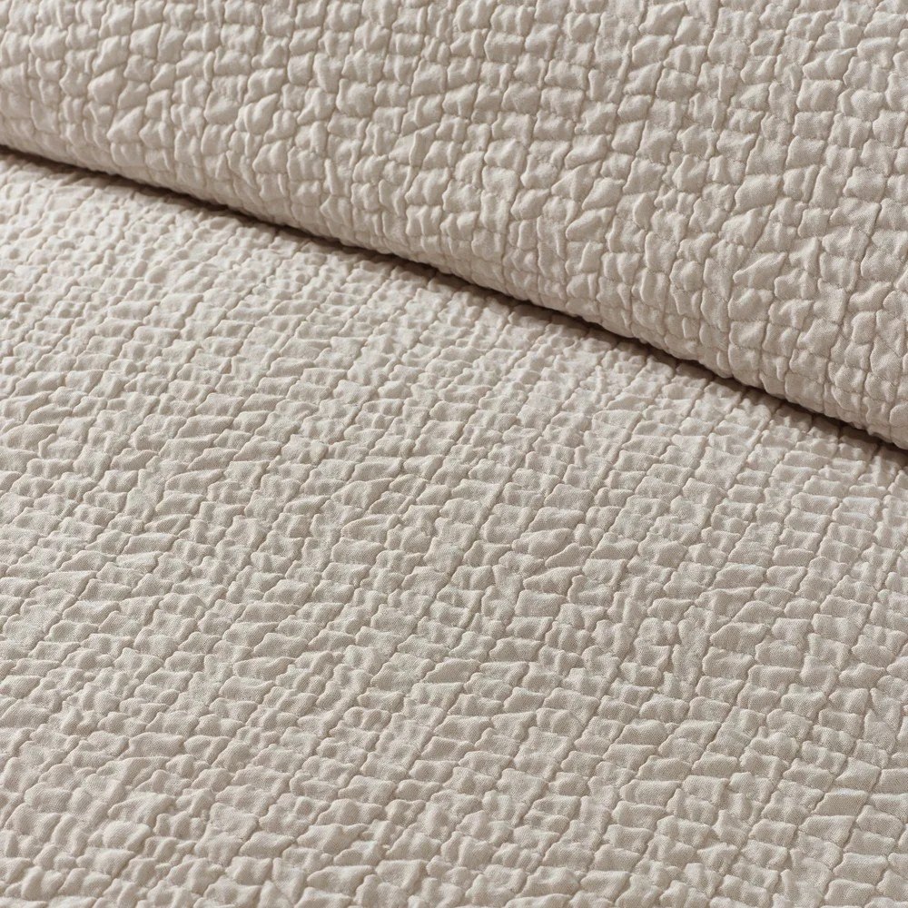 Set copripiumino e federa marrone chiaro in crêpe per letto matrimoniale 200x200 cm Crinkle Seersucker – Catherine Lansfield