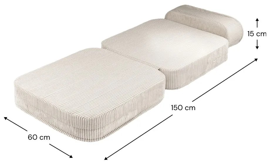 Poltrona per bambini color crema con rivestimento in velluto a coste Flip – Wigiwama