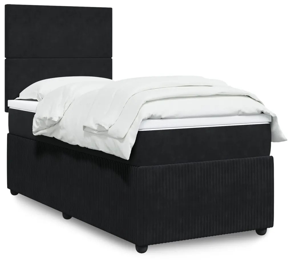 Giroletto A Molle Con Materasso Nero 100x200 Cm İn Velluto /
