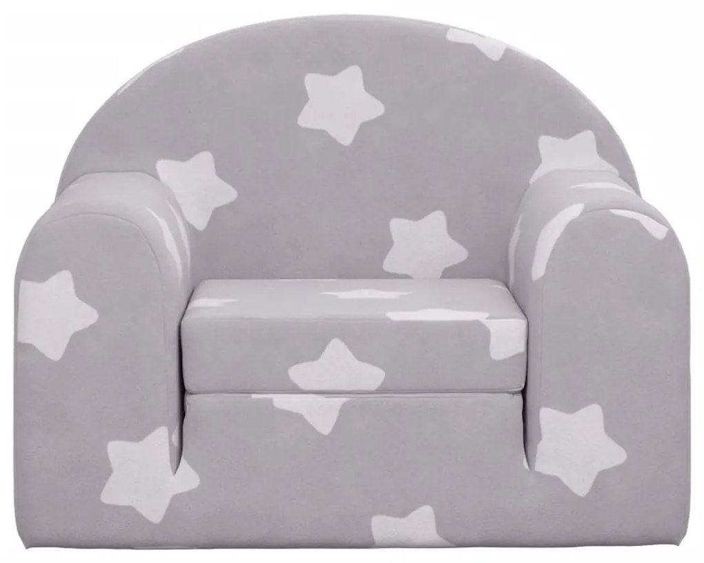 Divano letto bambini grigio chiaro con stelle morbido peluche