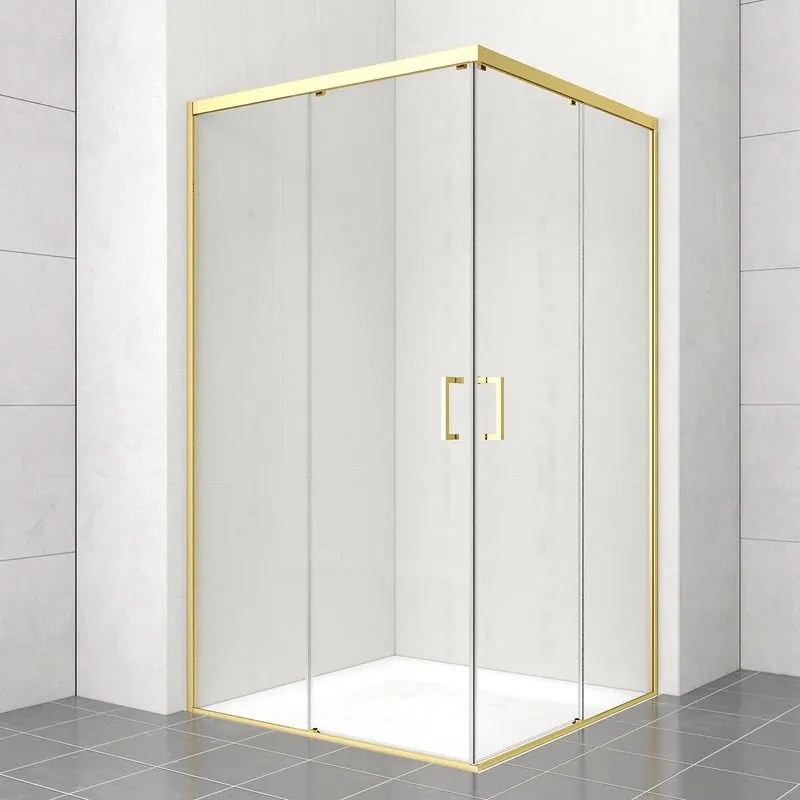 Lato per box doccia angolare scorrevole dritto H 200 x L 70 cm, sp 6 mm dorato vetro senza finitura / trasparente