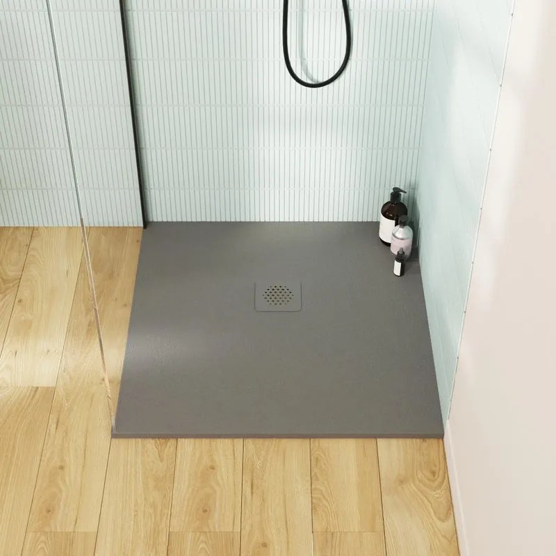 Piatto doccia SENSEA in composito minerale di resina gelificata Remix grigio L 90 x L 90 x H 2.6 cm opaco effetto pietra