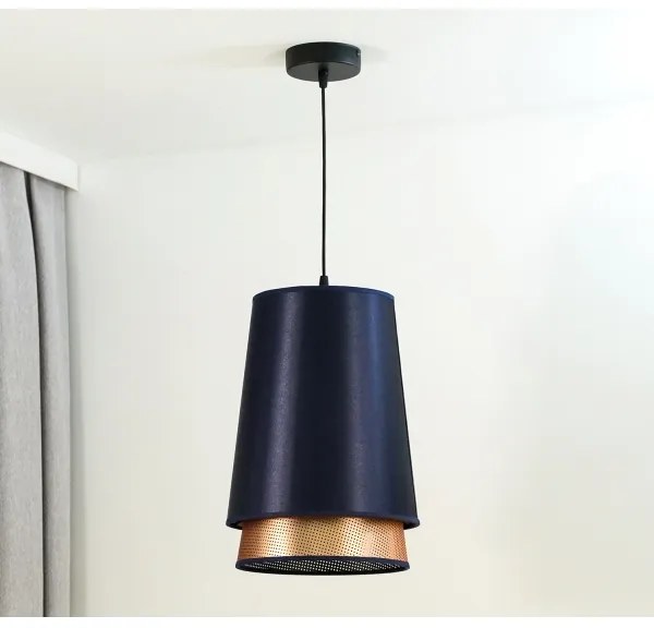Duolla - Lampadario a sospensione con filo BELL SHINY 1xE27/15W/230V diametro 25 cm blu/rame