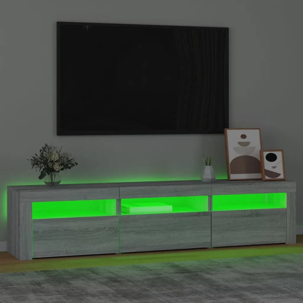 Mobile porta tv con luci led grigio sonoma 180x35x40 cm