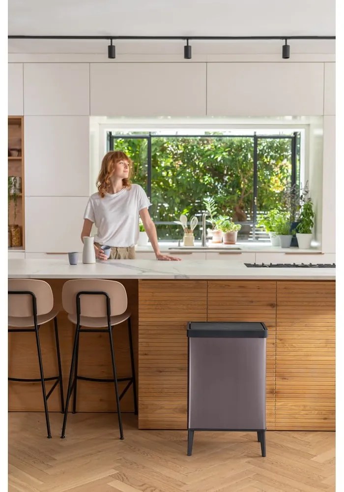 Cestino per la spazzatura rosa touch in plastica riciclata 54 l Verto High - Curver