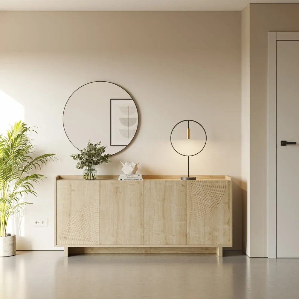 Cassettiera di colore naturale con effetto rovere 180x80x40 cm Daira – Marckeric