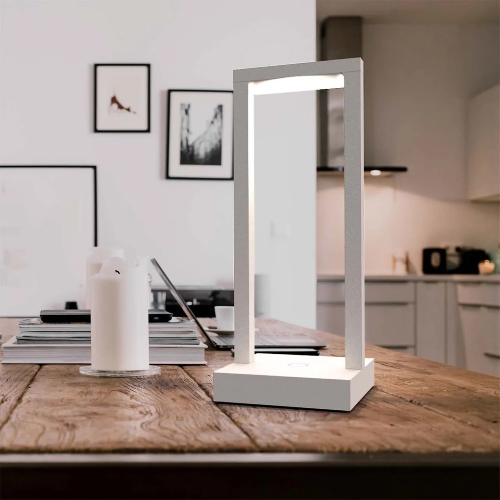 Lampada da Tavolo Ricaricabile 2.2W IP54 CCT Serie VELA - Bianca