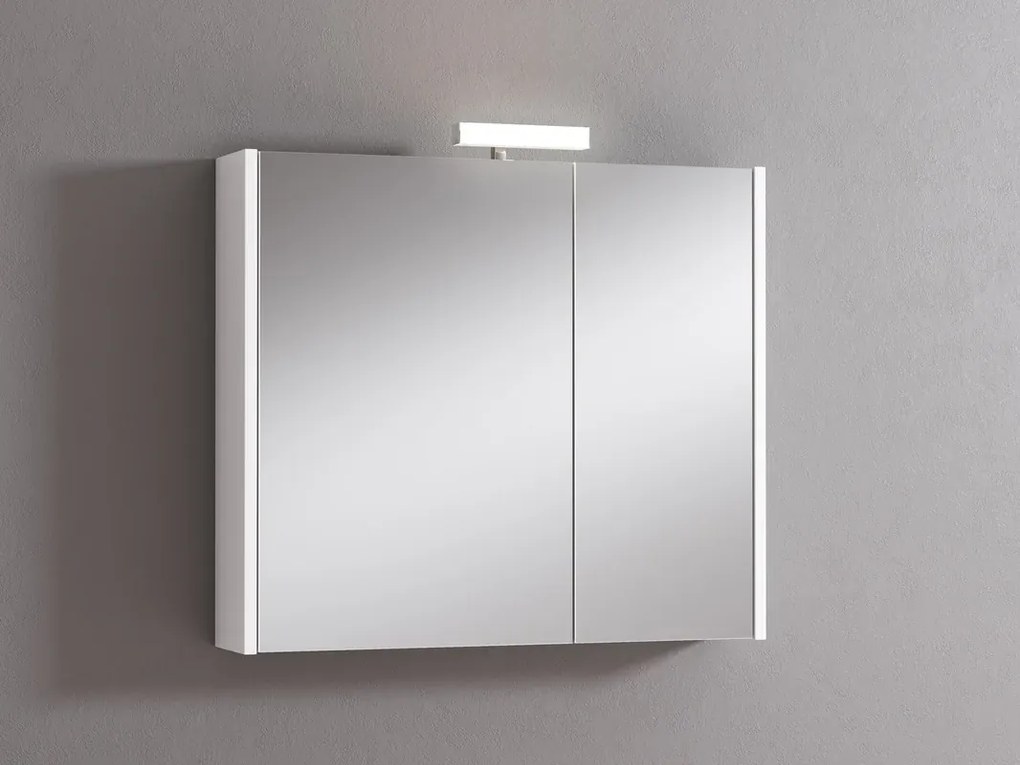 Pensile con luce Akira laccato lucido bianco L 80 x H 70 x P 15.5 cm