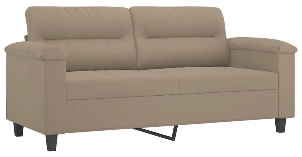 Set divani 2 pz con cuscini tortora in tessuto microfibra