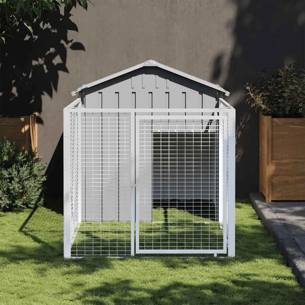 Casetta Cani Corsa Grigio Chiaro 117x201x123 Cm Acciaio Zincato /