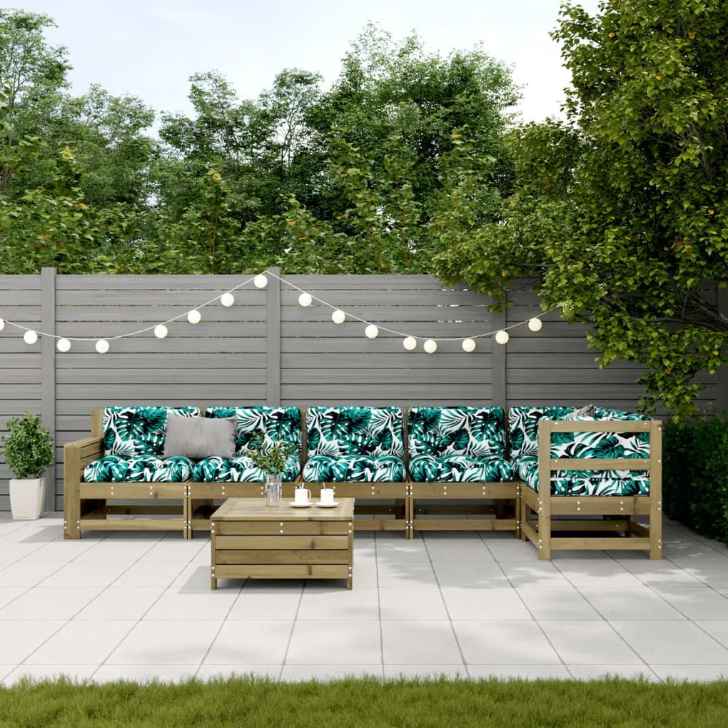 Set divani da giardino 7pz con cuscini legno impregnato di pino