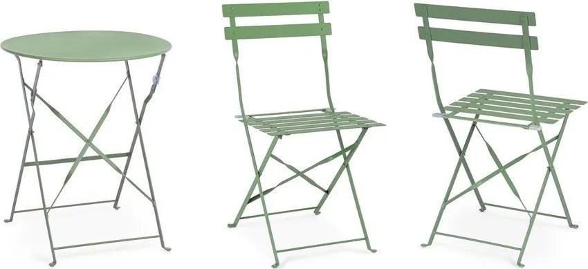 Set da pranzo da giardino color salvia in acciaio per 2 persone Austin – Bizzotto