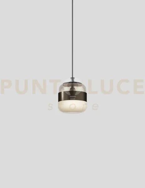 Futura sospensione p ambra ottone montatura nero opaco 1 luce attac...