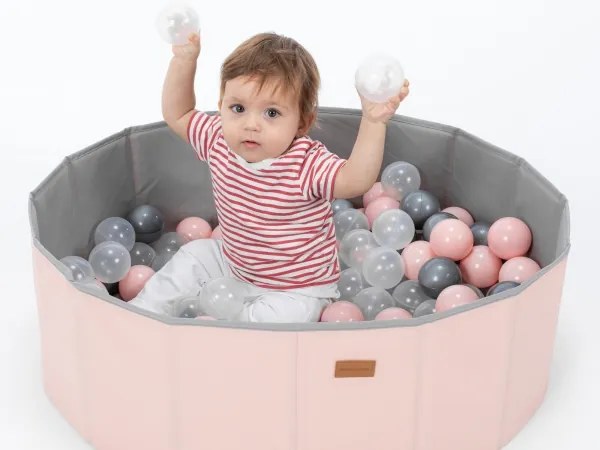 Piscina secca per bambini con palline pr. 80 cm rosa/grigio