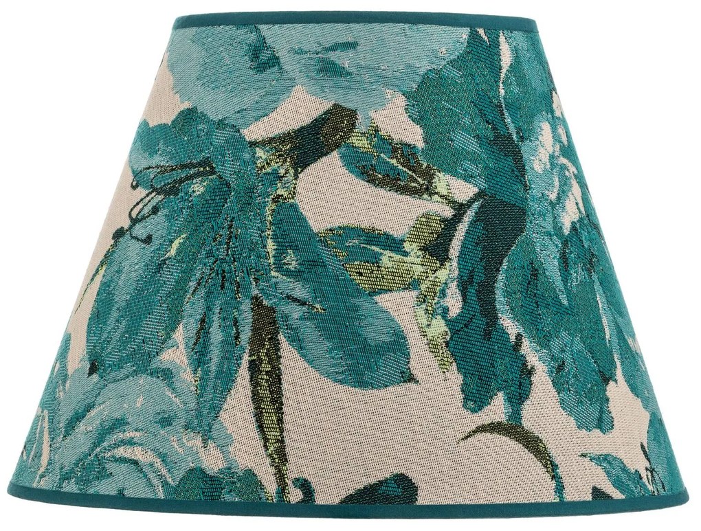 Paralume Sofia altezza 21 cm, motivo floreale turchese Duolla, Blu, Tessuto / Stoffa / Seta