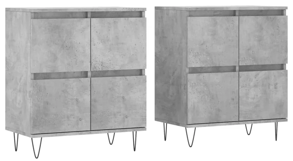 Credenze 2 pz grigio cemento in legno multistrato